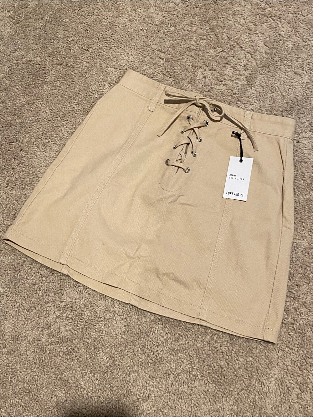 Forever 21 Beige Lace-Up A-Line Skirt